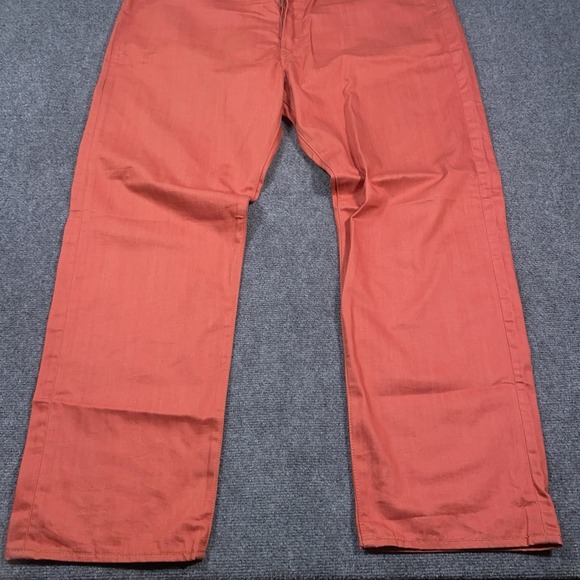 Levi's 501 Jeans Mens 44x32 Red/Orange Denim Cotton Straight Button Fly Workwear - Picture 3 of 15